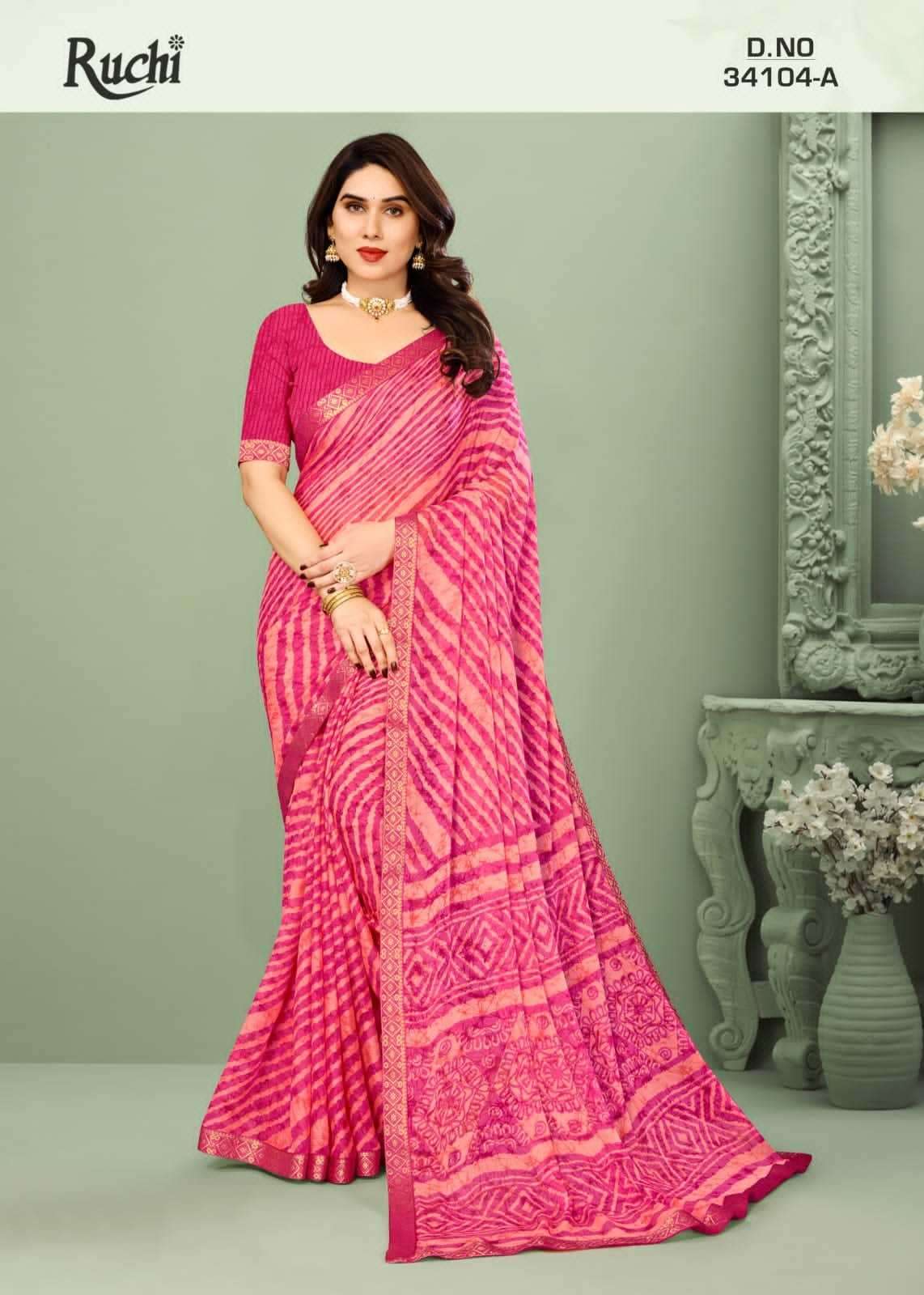 Ruchi presents simaya lehriya 104 chiffon printed sarees catalog wholesaler 