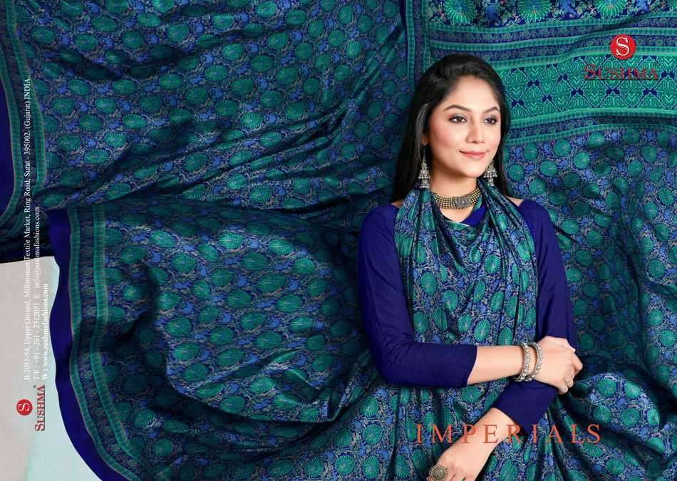 Sushma presents imperials crape printed sarees catalog wholesaler 