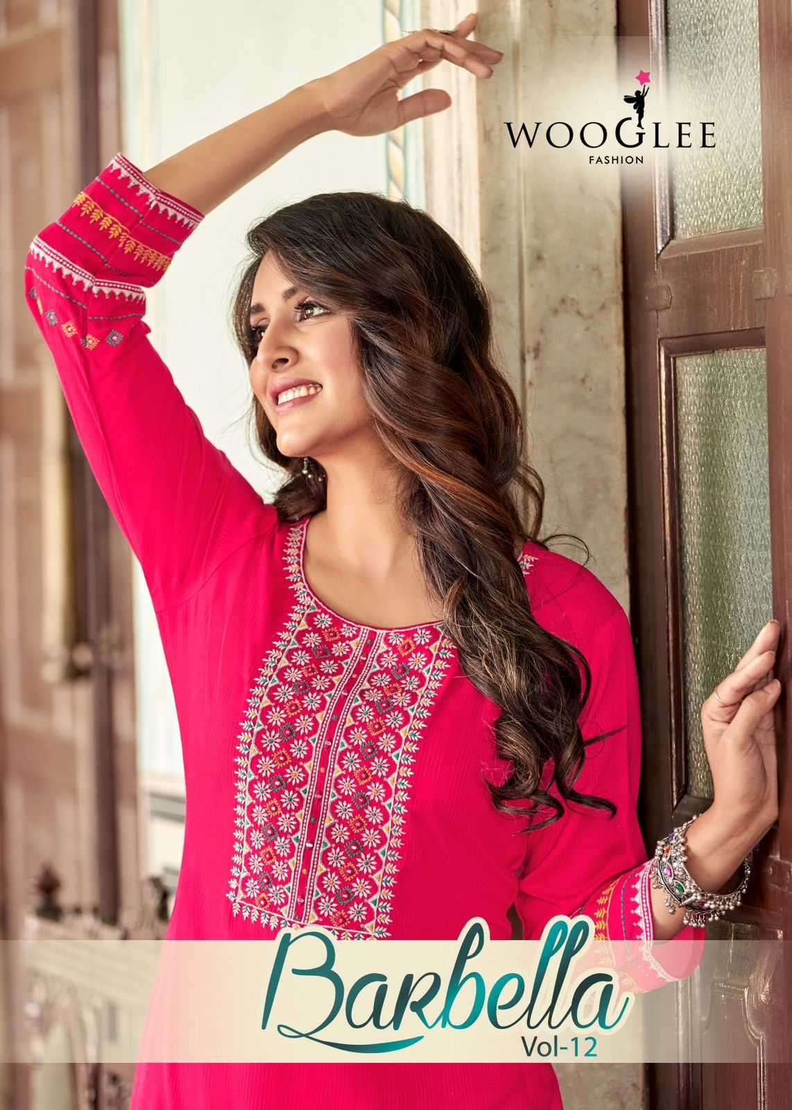 Wooglee presents Barbella vol-12 Rayon designer kurtis catalog wholesaler 