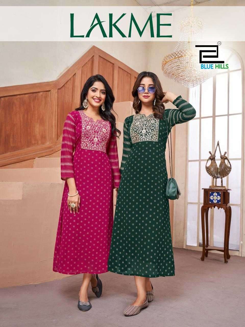 BLUE HILLS PRESENTS LAKME FASHIONABLE READYMADE GEORGETTE KURTI CATALOG WHOLESALER AND EXPORTER IN SURAT