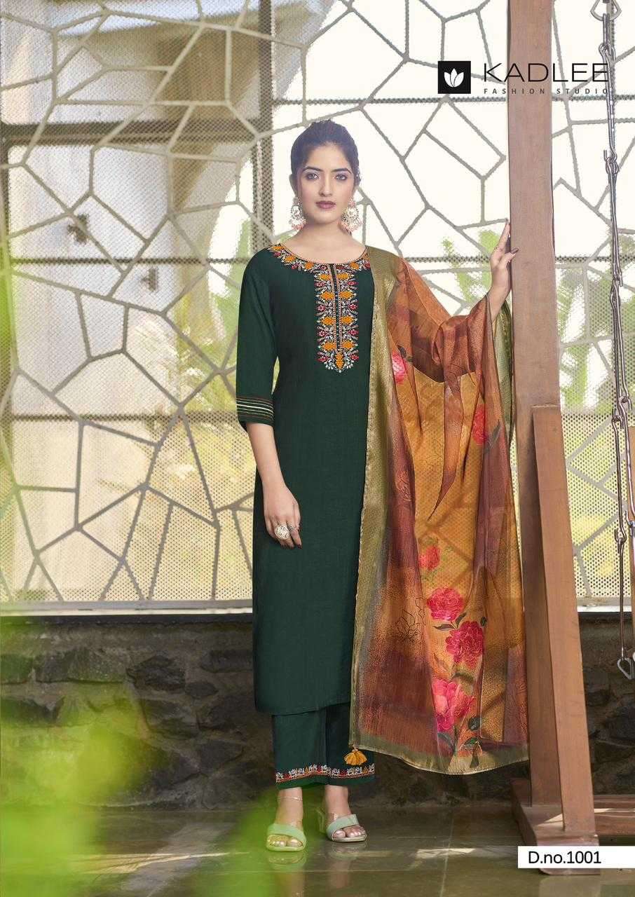 Kadlee presents Nazakat Viscose Weaving designer handwork kurtis with pant and dupatta collection 