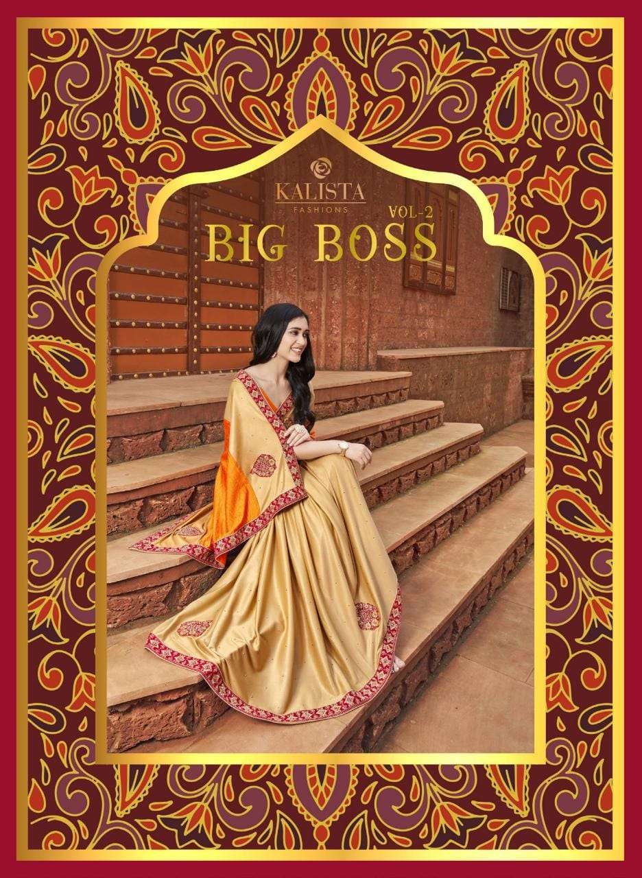 Kalista presents Big Boss vol-2 vichitra silk border concept sarees catalog wholesaler 