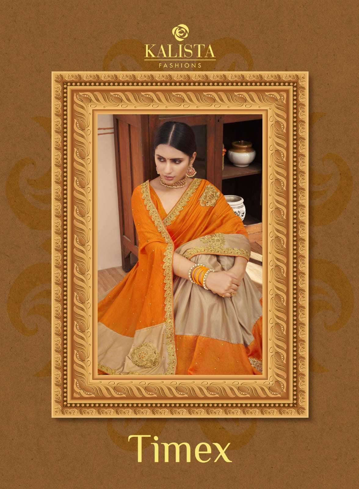 KALISTA PRESENTS TIMEX 1011-1018 SERIES FANCY DAILY WEAR VICHITRA SAREE CATALOG WHOLESALER AND EXPORTER IN SURAT