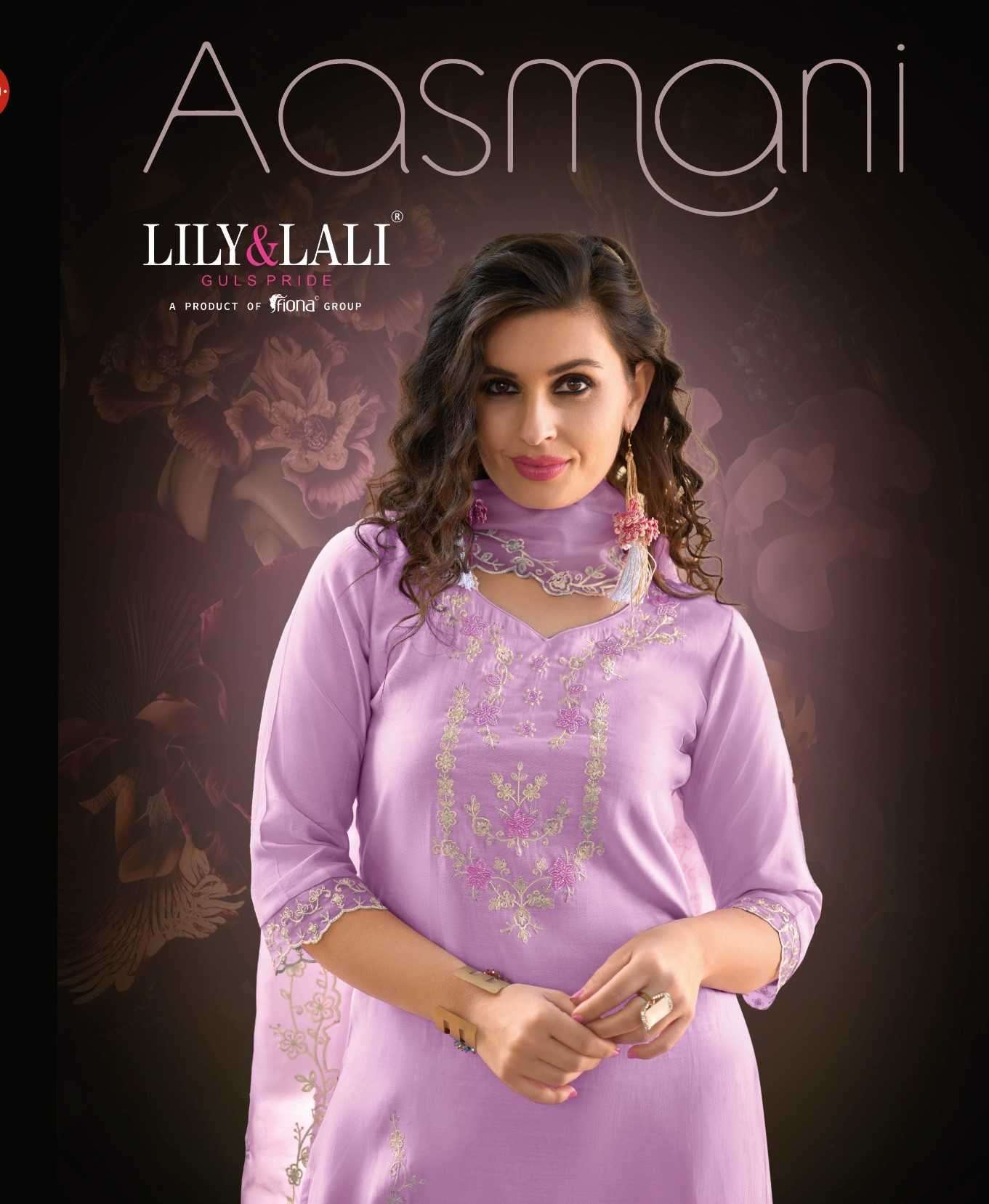 Lily and lali presents Aasmani silk designer festival wear kurtis with pant and dupatta collection 