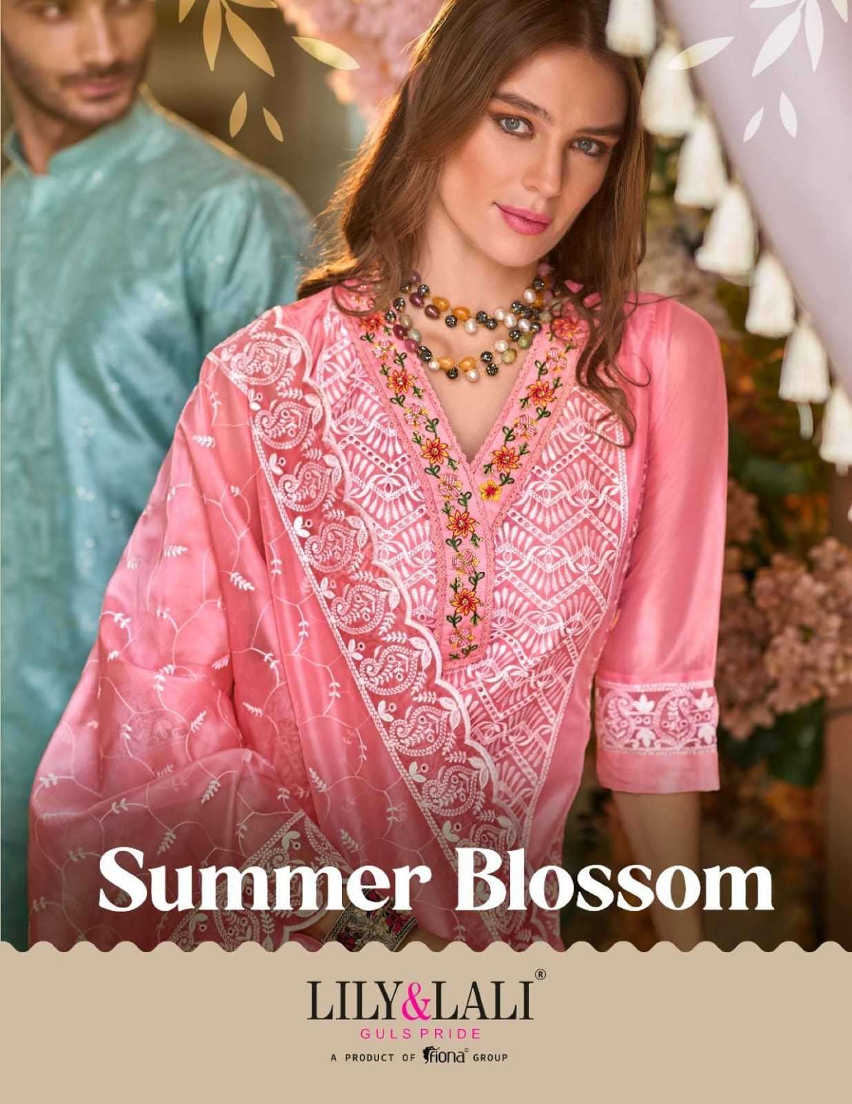 Lily and lali presents Summer Blossom Organza designer readymade 3 pice kurtis with pant and dupatta collection 