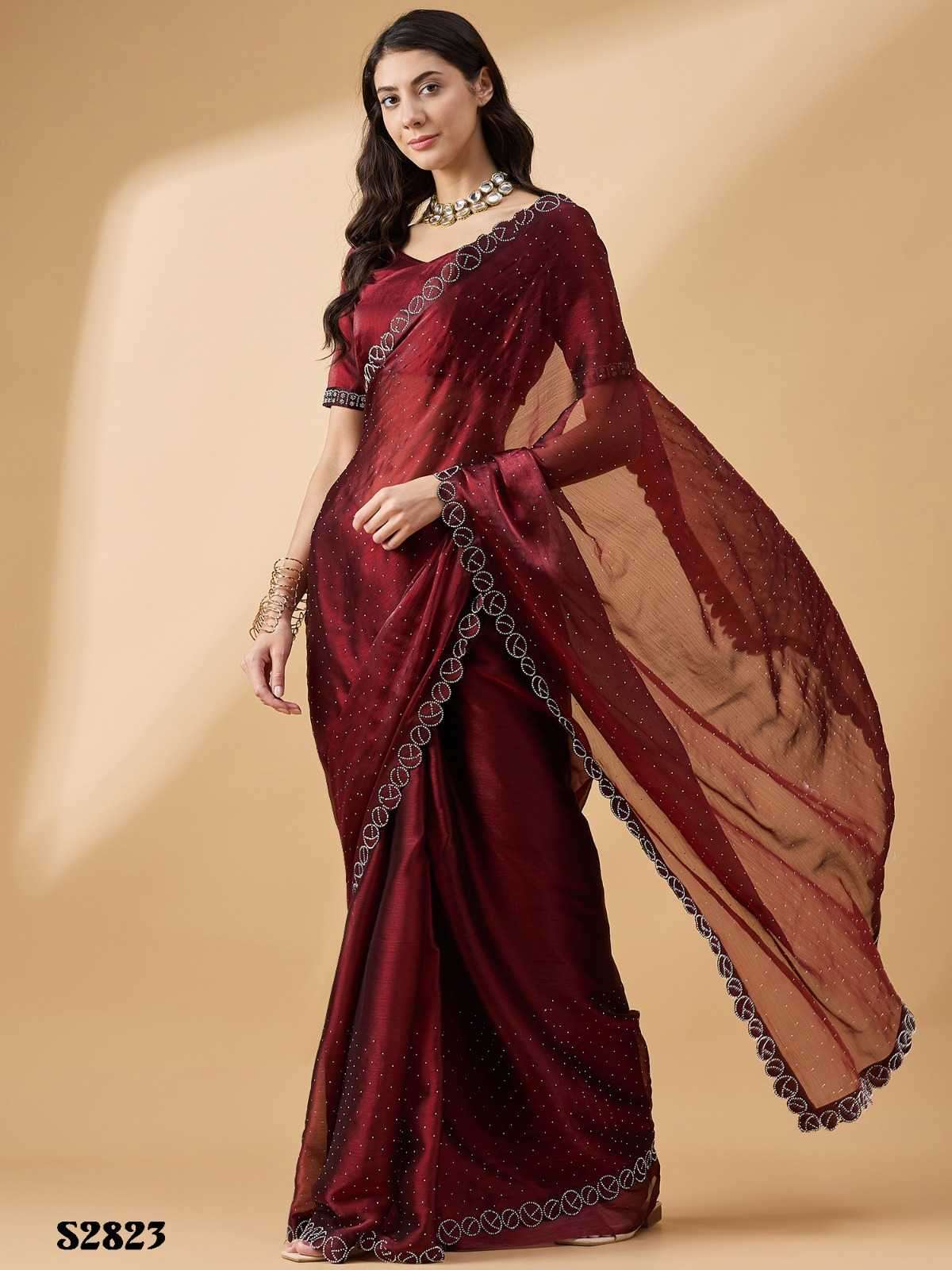 MAHOTSAV PRESENTS RADHA STONE SWAROSKI FANCY WORK ORGANZA CLASSIC LOOK SAREE EXPORTS 