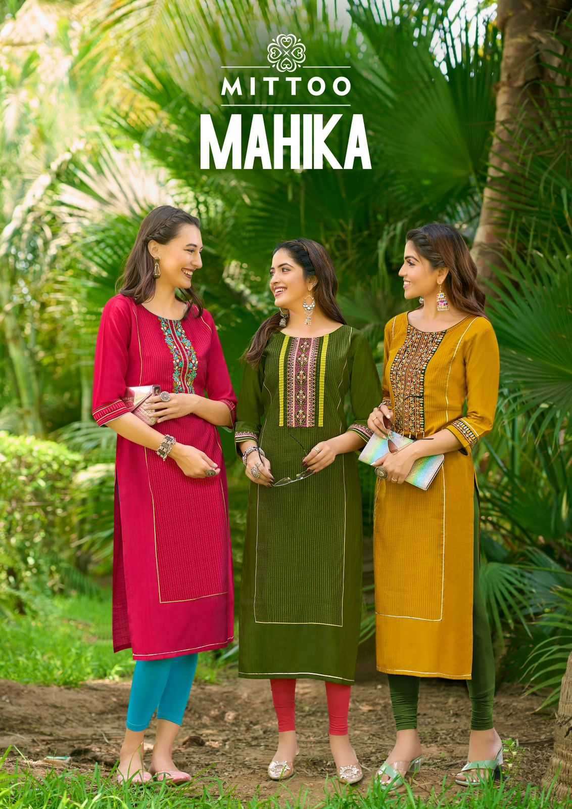 Mittoo presents Mahika viscose Weaving designer kurtis catalog wholesaler 