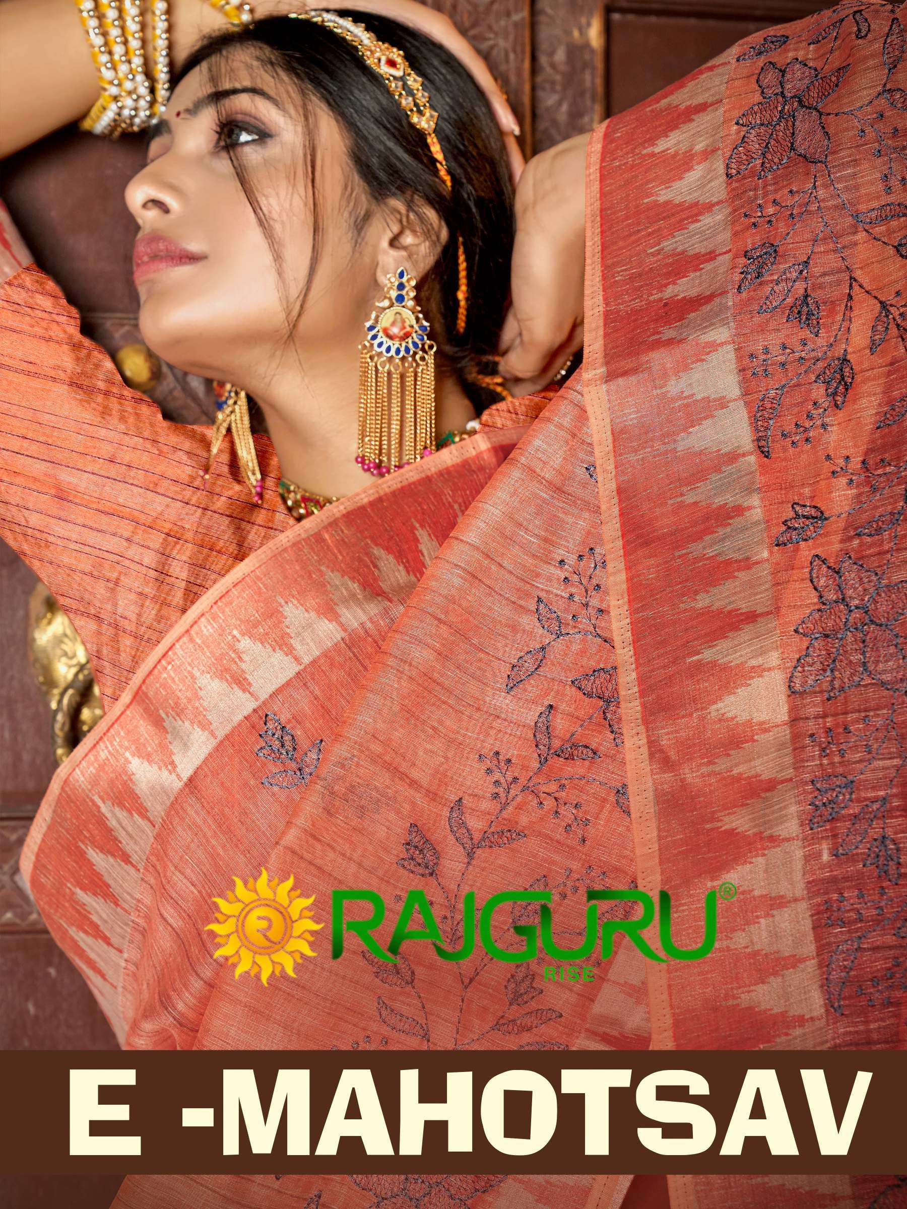 RAJGURU PRESENTS E-MAHOTSAV FANCY WORK SAREES CATALOG WHOLESALER AND EXPORTER IN SURAT 