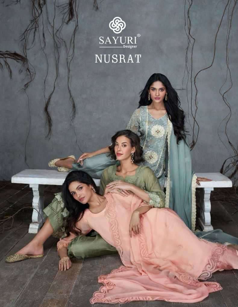Sayuri presents Nusrat organza silk straight readymade salwar suit wholesaler 