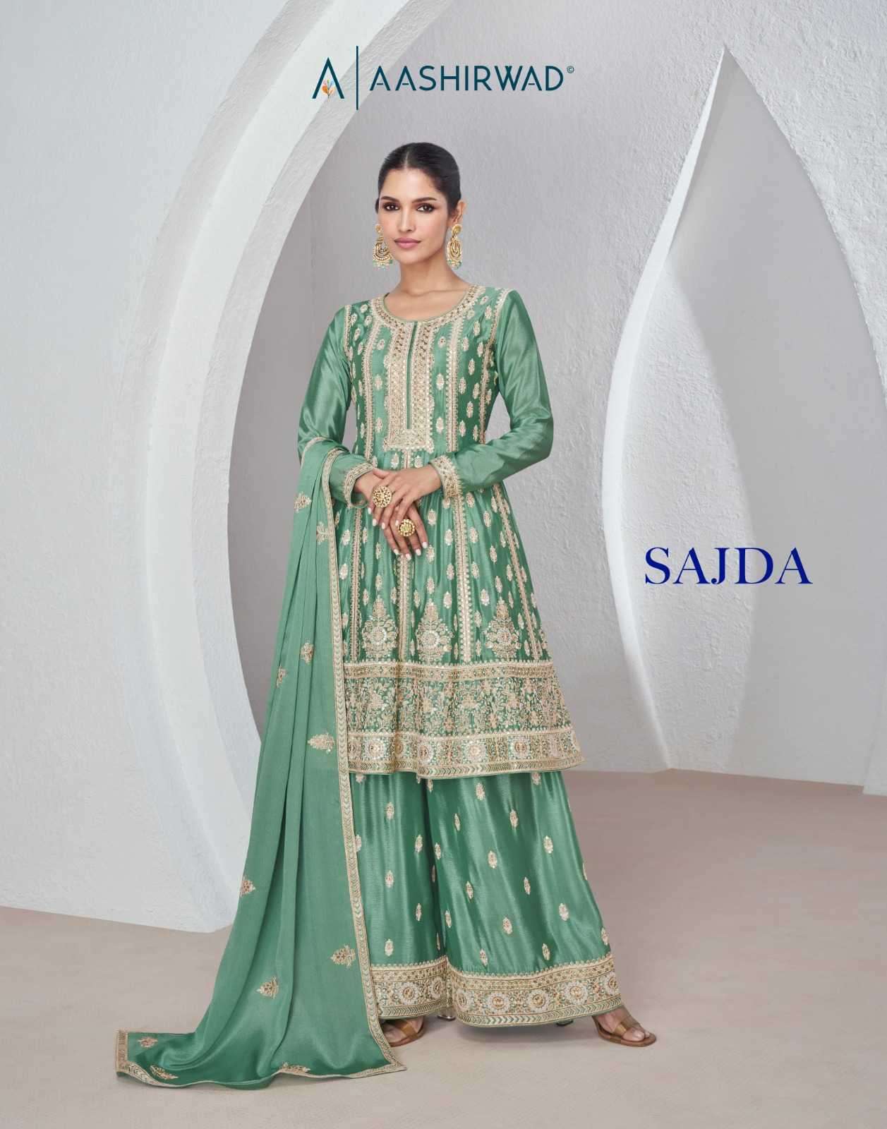 Ashirwad presents Sajda chinon party wear 3 pice readymade salwar suit wholesaler 