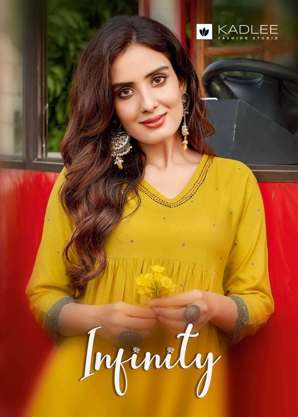 Kadlee presents Infinity Rayon long designer gown style kurtis catalog collection 