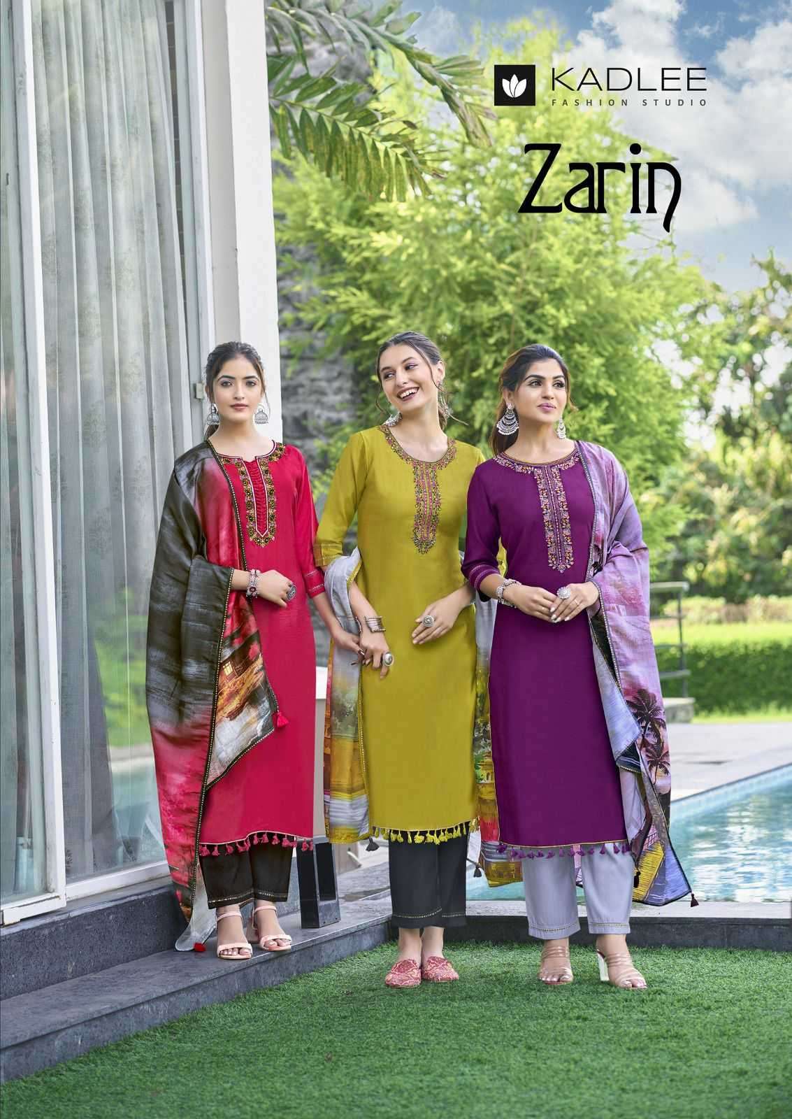 KADLEE PRESENTS ZARIN EMBROIDERY WORK READYMADE KURTIS CATALOG WHOLESALER AND EXPORTER IN SURAT