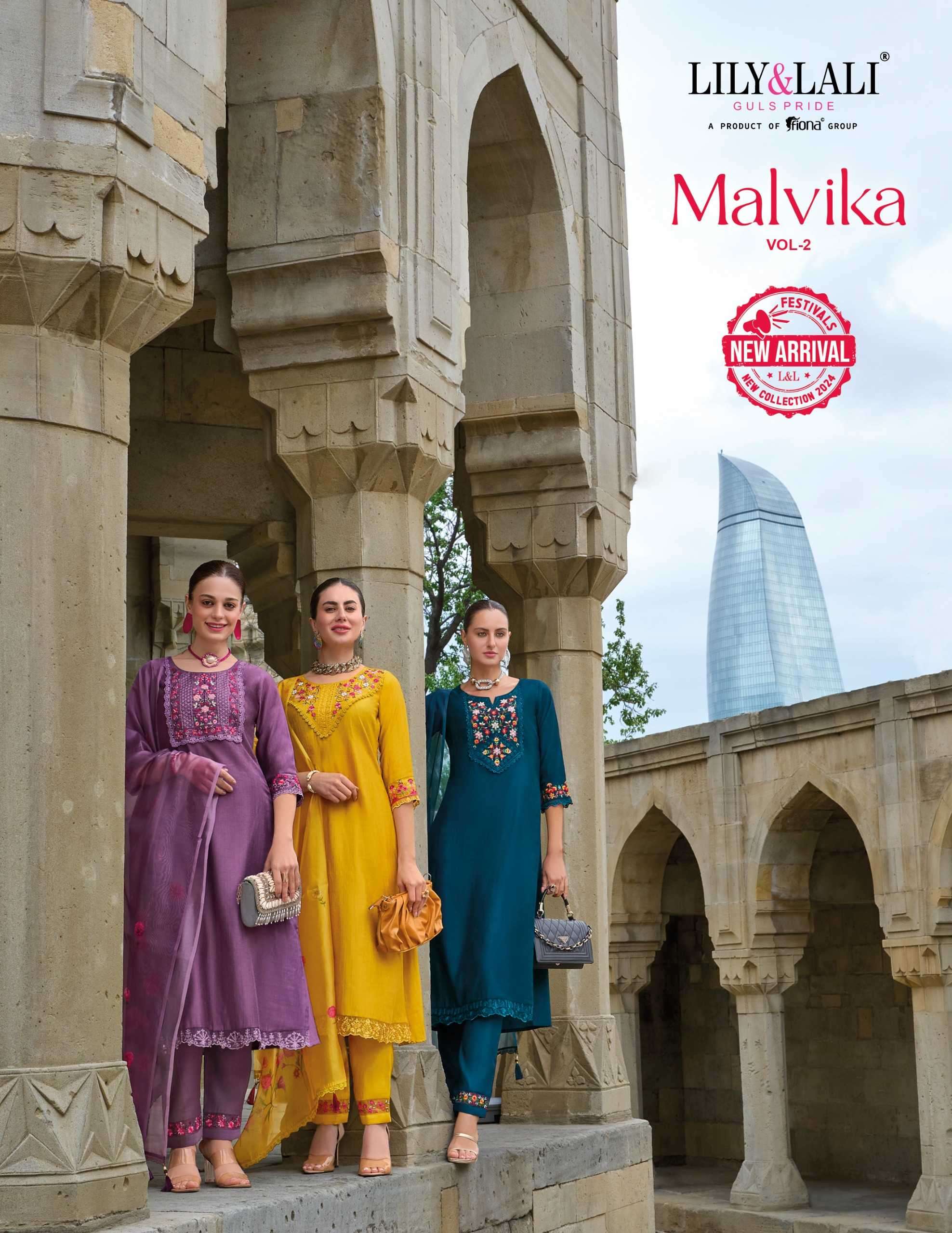 Lily and lali presents Malvika vol-2 viscose designer kurtis with pant and dupatta collection 