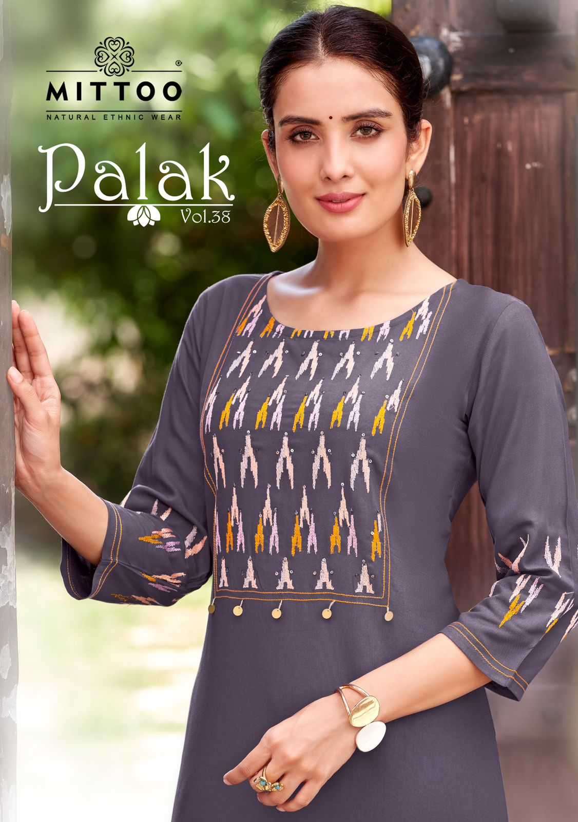 Mittoo presents Palak vol-38 Rayon embroidery work kurtis catalog collection 