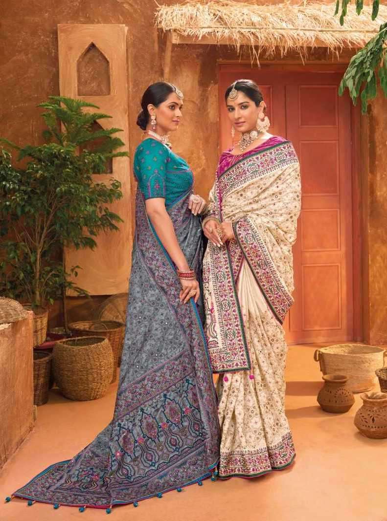 MN SAREE PRESENTS KACHHI WORK VOL-5 GORGEOUS HAND EMBROIDERY WORK TRADITIONAL SAREES CATALOG WHOLESALER AND EXPORTER IN SURAT