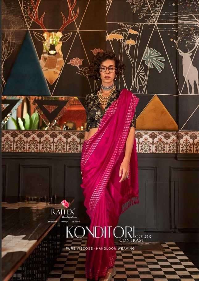 RAJTEX PRESENTS KONDITORI VISCOSE ATTRACTIVE LOOK HANDLOOM WEAVING SAREE CATALOG WHOLESALER AND EXPORTER IN SURAT