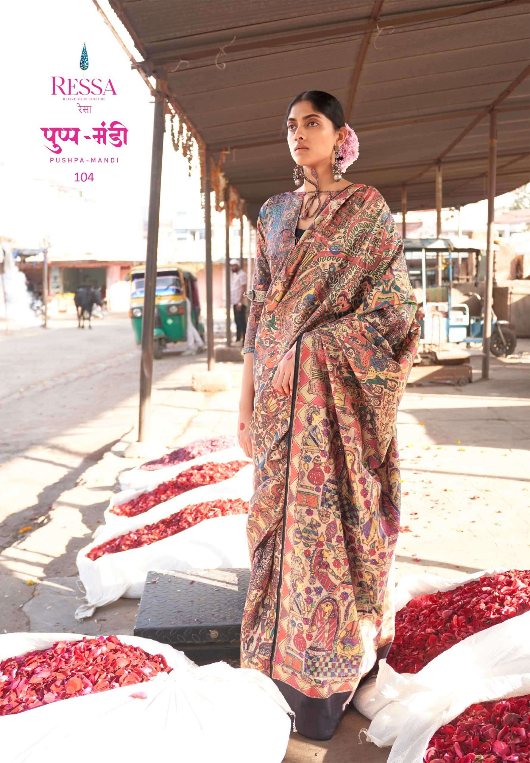 Ressa presents Pushpa mandi designer sarees catalog wholesaler 