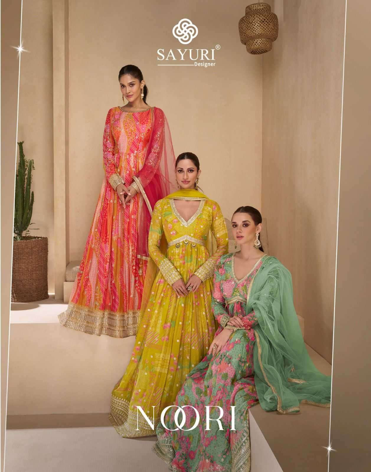 Sayuri presents Noori georgette exclusive designer readymade gown catalog collection 