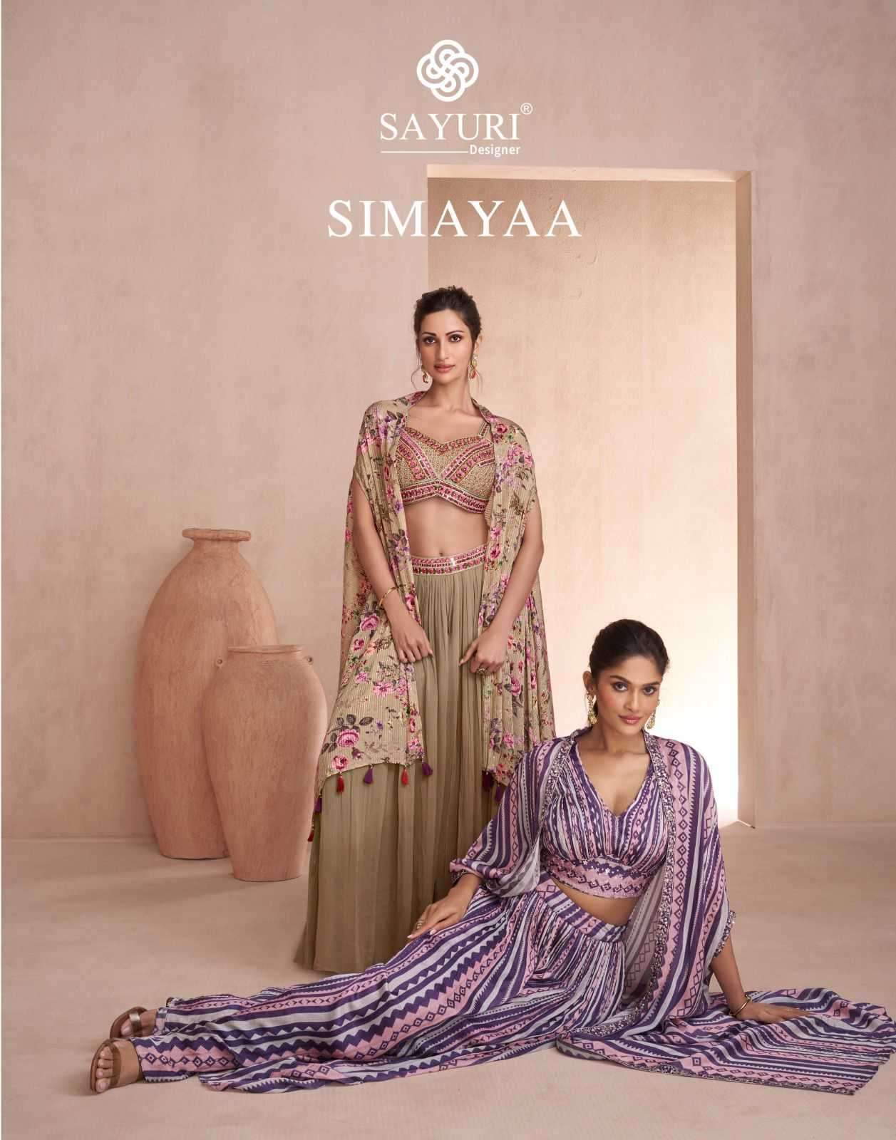 Sayuri presents Simayaa chinon silk exclusive designer crop top style catalog wholesaler 