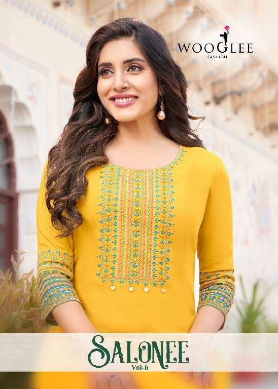 Wooglee Presents Salonee Vol-6 Wholesale Heavy Rayon Long Kurtis Catalog Wholesaler And Exporter In Surat