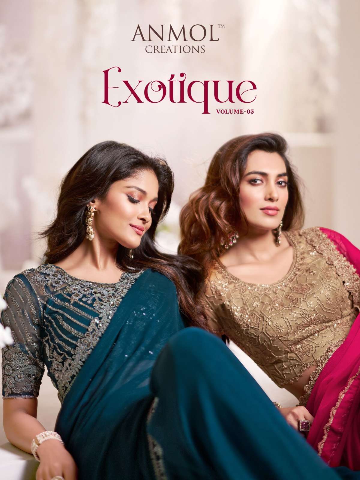 ANMOL PRESENTS EXOTIQUE VOL-5 DESIGNER PARTY WEAR SAREES CATALOG WHOLESALER AND EXPORTER IN SURAT