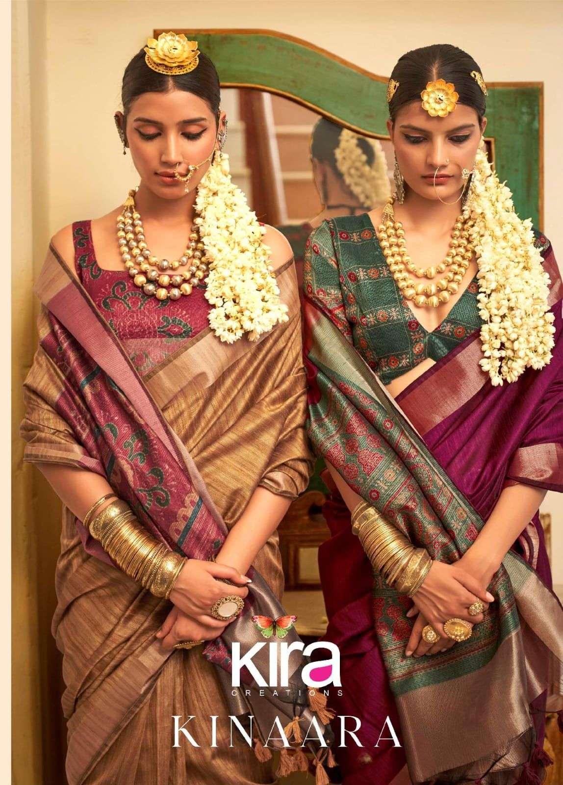 KIRA CREATION PRESENTS KINAARA TUSSER LINEN TRENDY SAREES CATALOG WHOLESALER AND EXPORTER 