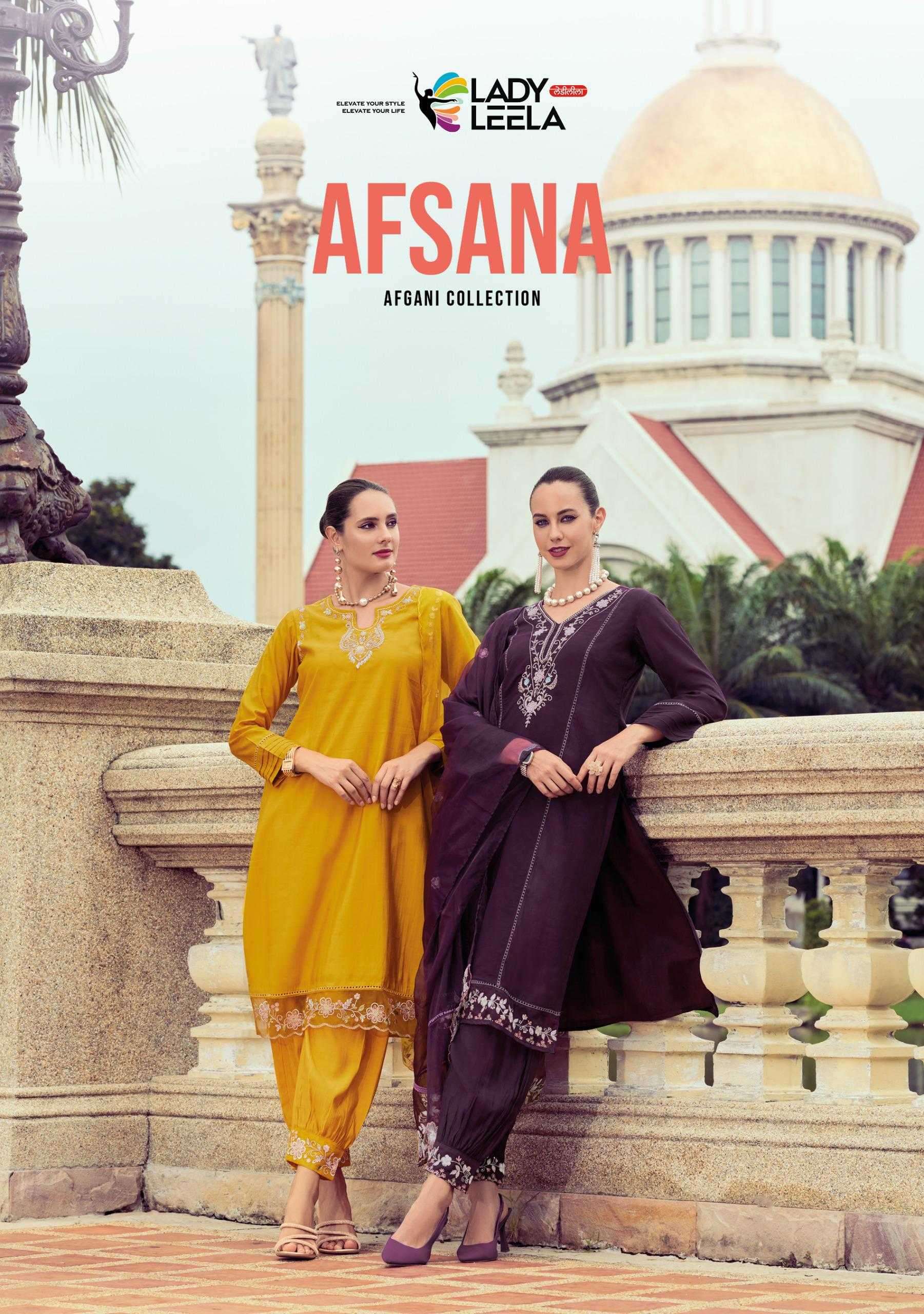 LADY LEELA PRESENTS AFSANA DAMAN WORK VISCOSE SILK FULLSTITCH SUITS ONLINE