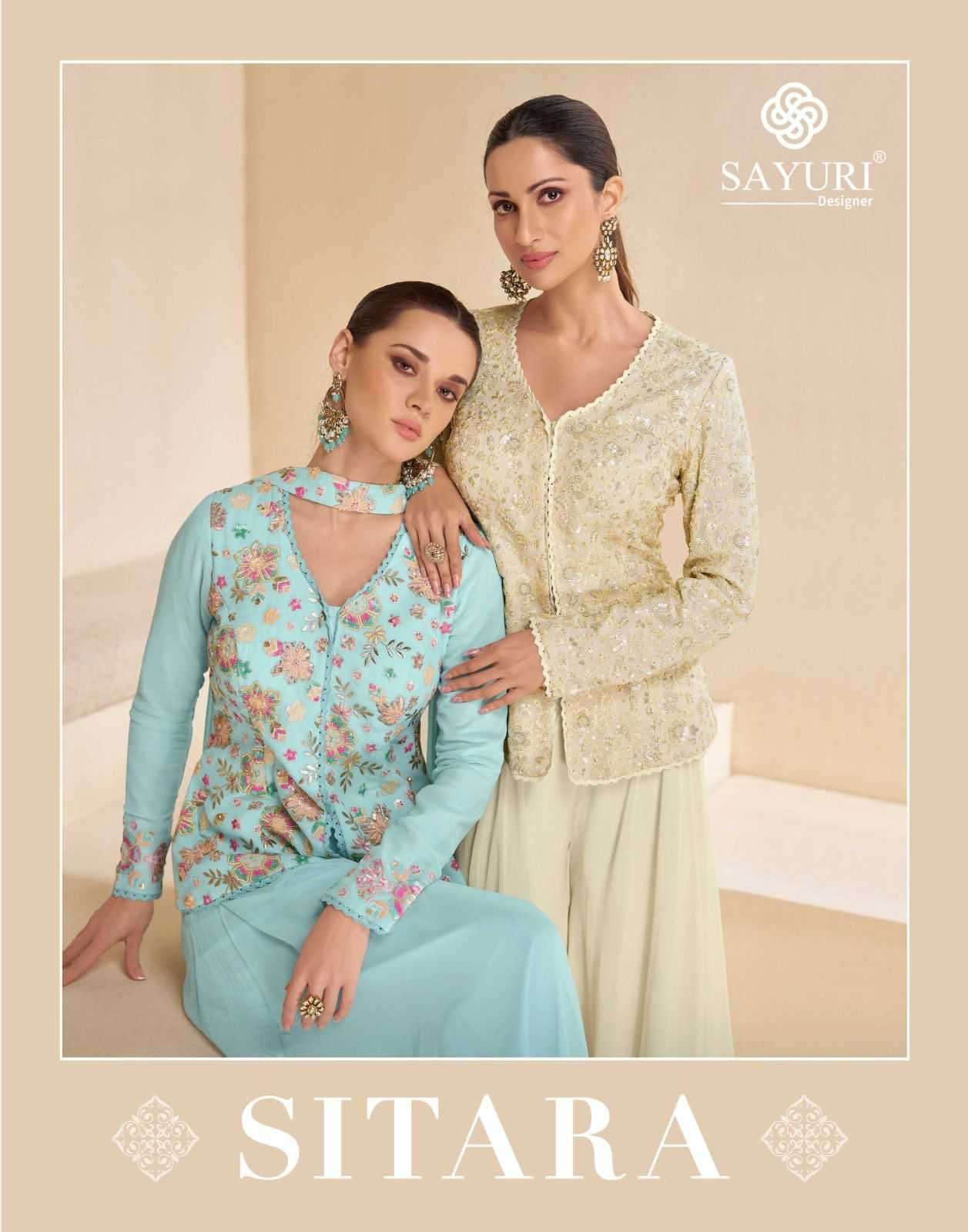 SAYURI DESIGNER PRESENTS SITARA GEORGETTE FULL STITCH PARTY WEAR SUITS FOR WOMEN