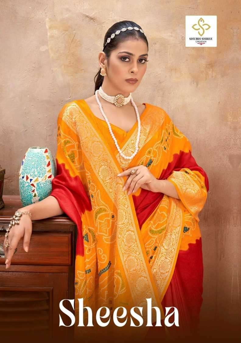  SHUBH SHREE PRESENTS SHEESHA BEAUTIFUL LOOK SILK WOMEN SAREES CATALOG WHOLESALER AND EXPORTER