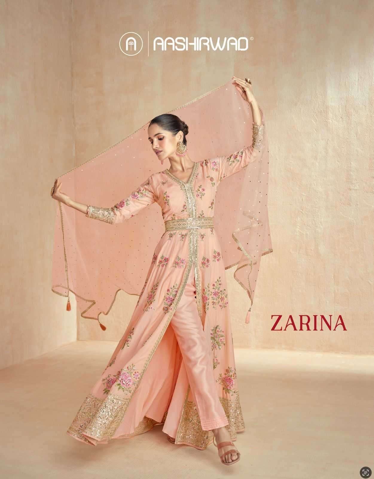 AASHIRWAD CREATION PRESENTS ZARINA PREMIUM SILK FULL STITCH TRADITIONAL SALWAR SUIT CATALOG WHOLESALER 