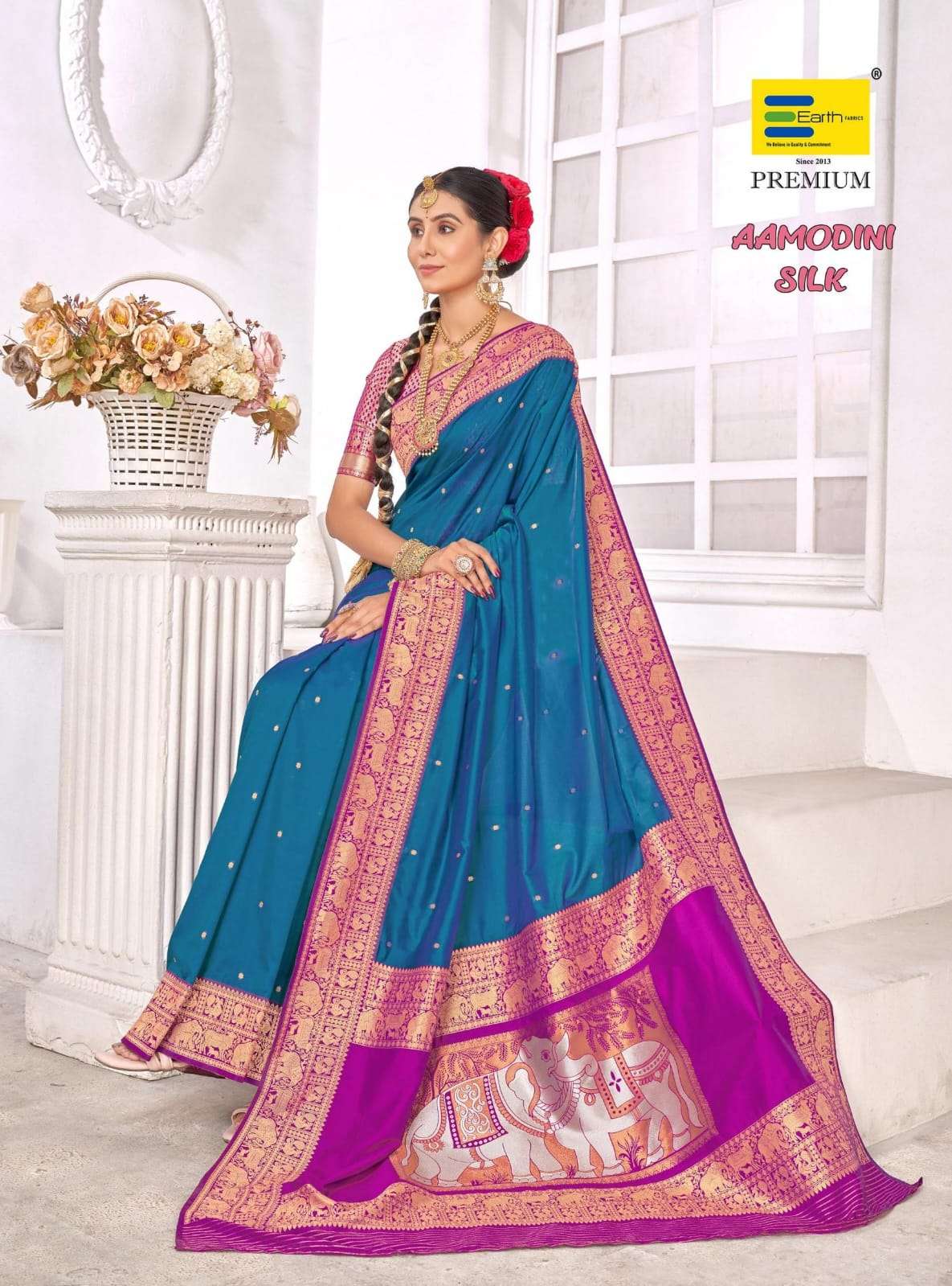 EARTH FABRICS PRESENTS AAMODINI SILK FANCY SOFT SILK SAREES CATALOG WHOLESALER AND EXPORTER IN SURAT