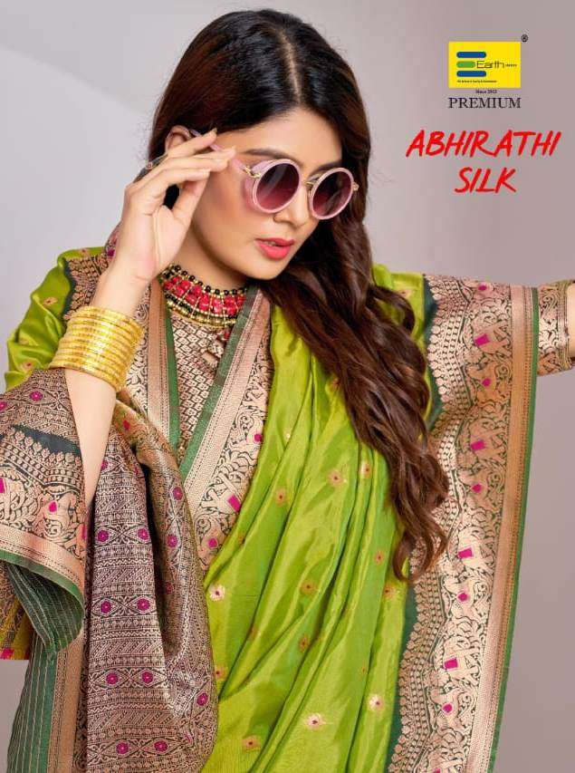 EARTH FABRICS PRESENTS ABHIRATHI SILK FANCY SOFT SILK SAREES CATALOG WHOLESALER AND EXPORTER IN SURAT