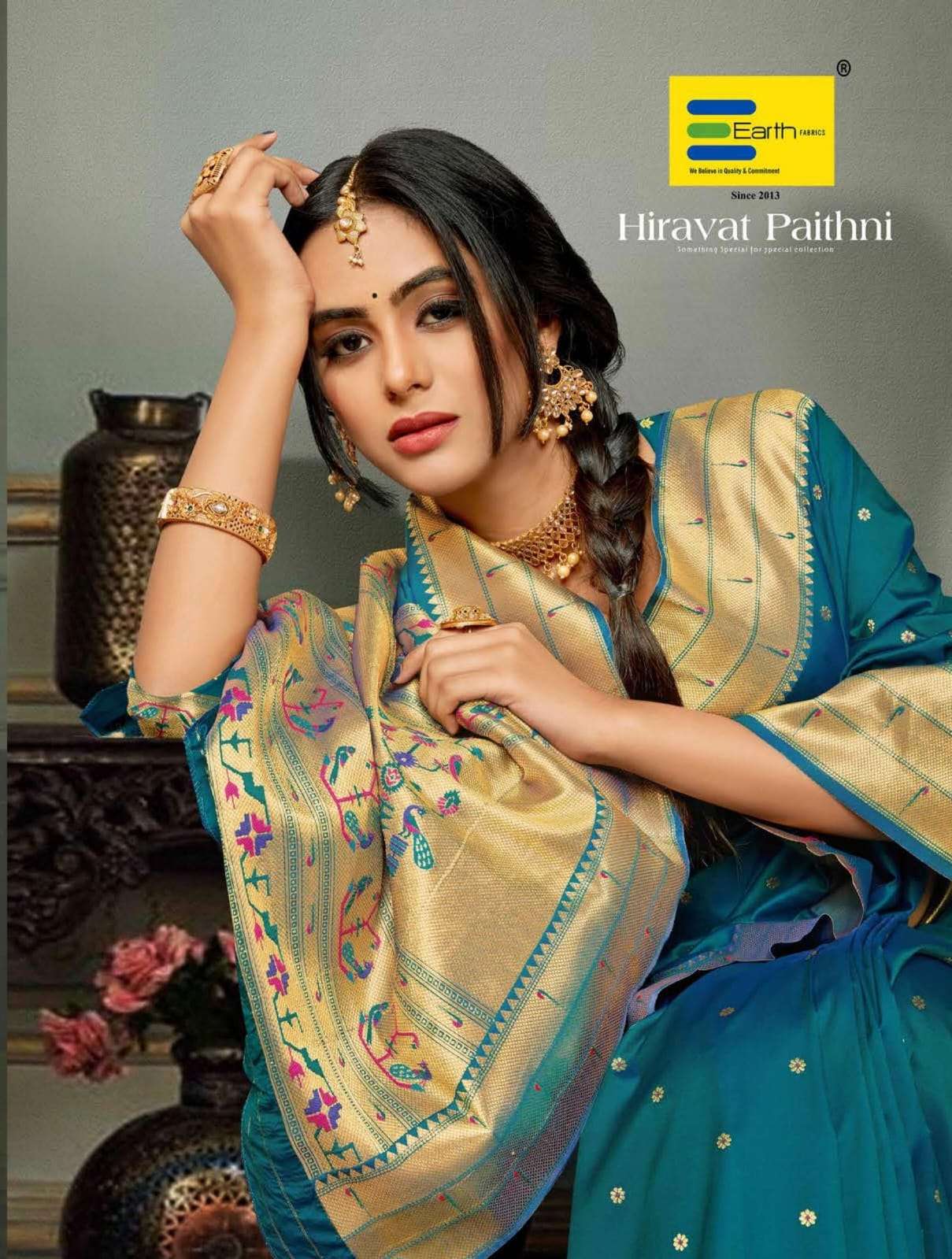 EARTH  FABRICS PRESENTS HIRAVAT PAITHNI FANCY PAITHANI SILK SAREES CATALOG WHOLESALER AND EXPORTER IN SURAT