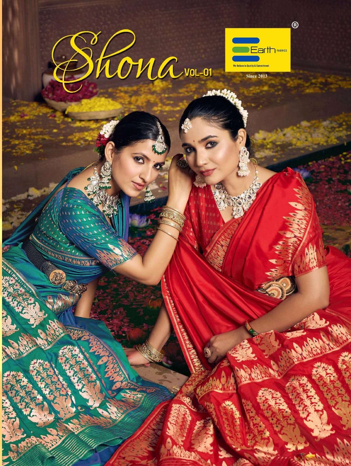 EARTH FABRICS PRESENTS  SHONA VOL -1 FANCY SOFT SILK SAREES CATALOG WHOLESALER AND EXPORTER IN SURAT