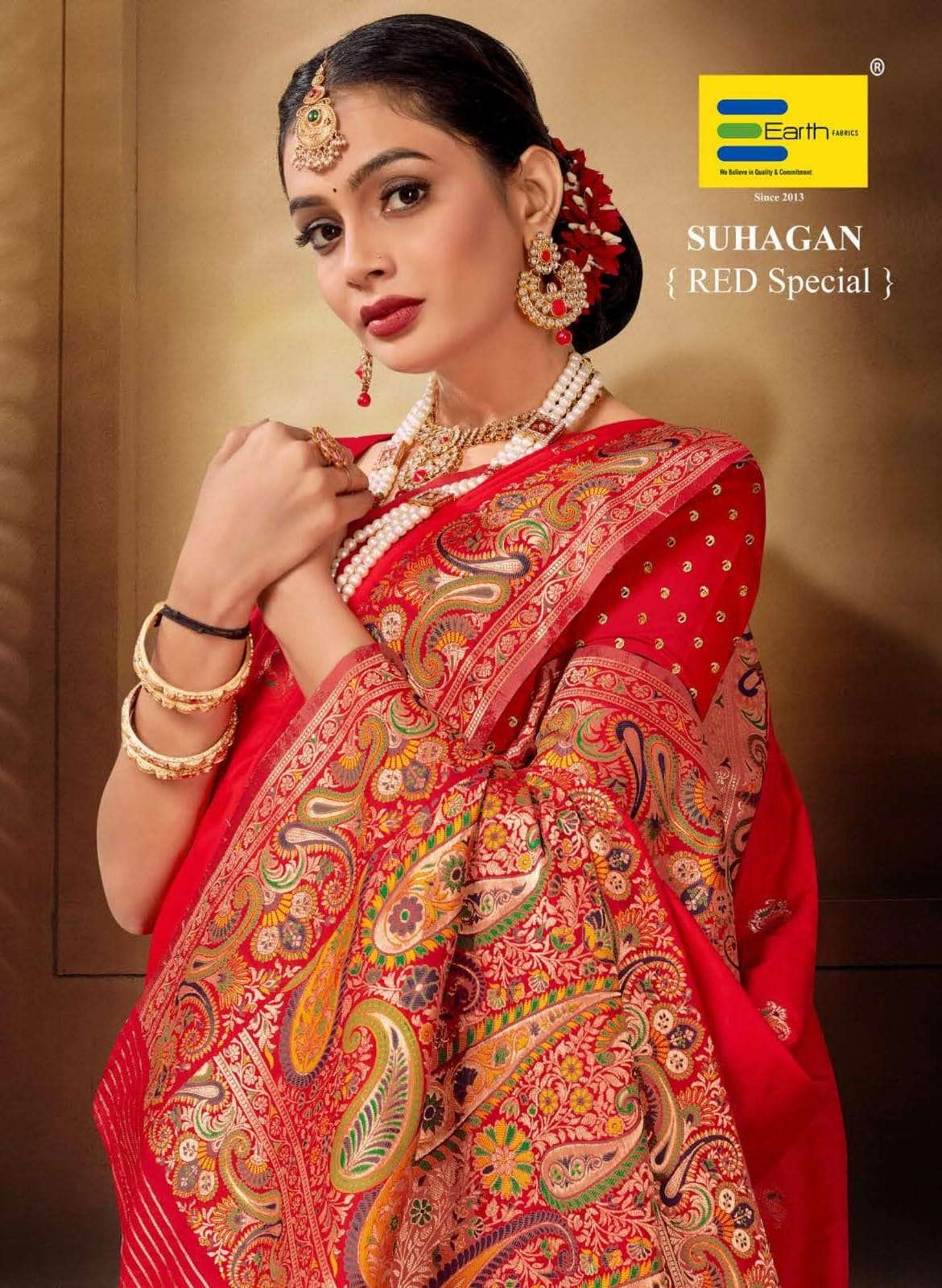 EARTH FABRICS PRESENTS SUHAGAN RED SPECIAL FANCY SOFT SILK SAREES CATALOG WHOLESALER AND EXPORTER IN SURAT