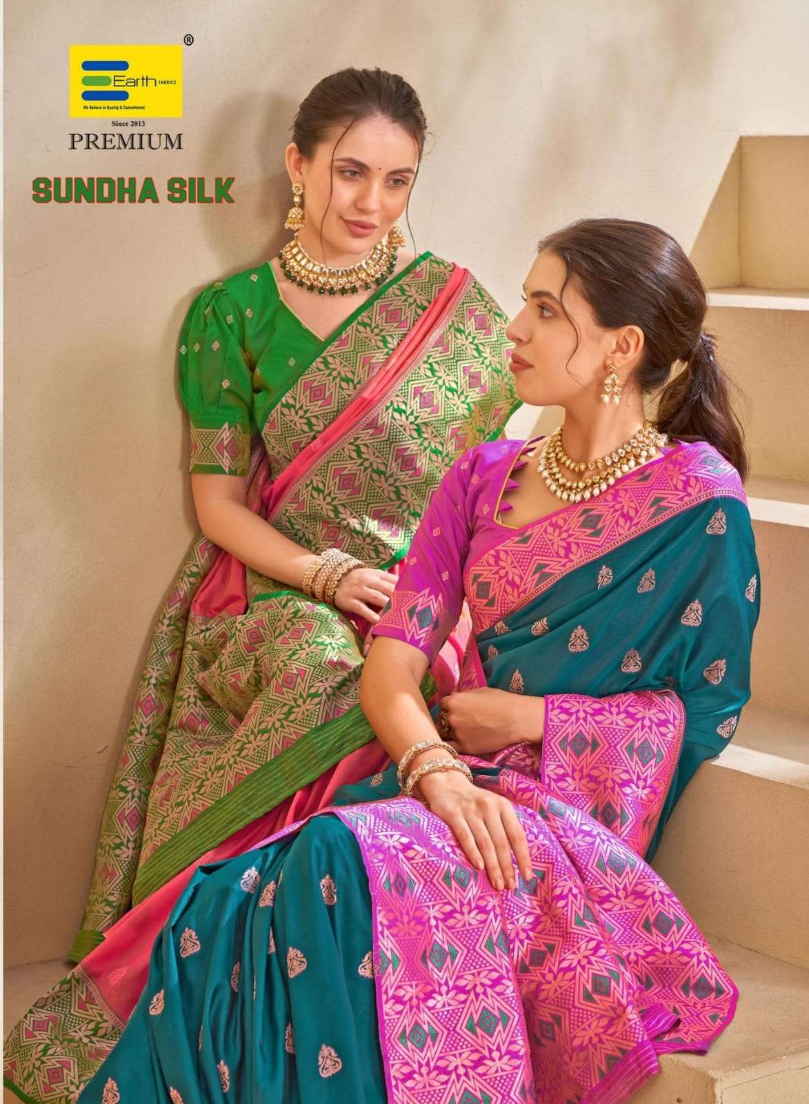 EARTH  FABRICS PRESENTS SUNDHA SILK FANCY SILK SAREES CATALOG WHOLESALER AND EXPORTER IN SURAT