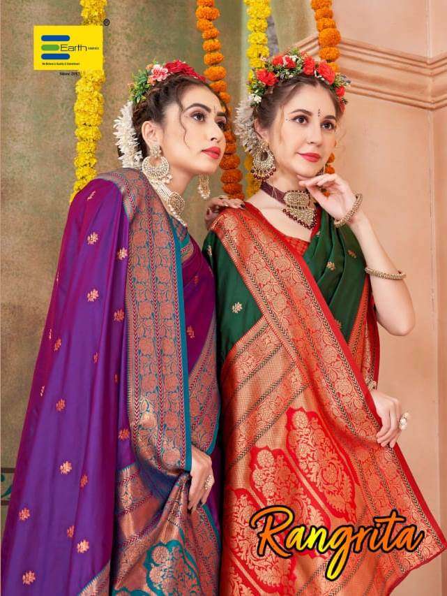 EARTH FABRICS RANGRITA PRESENTS FANCY SOFT SILK SAREES CATALOG WHOLESALER AND EXPORTER IN SURAT