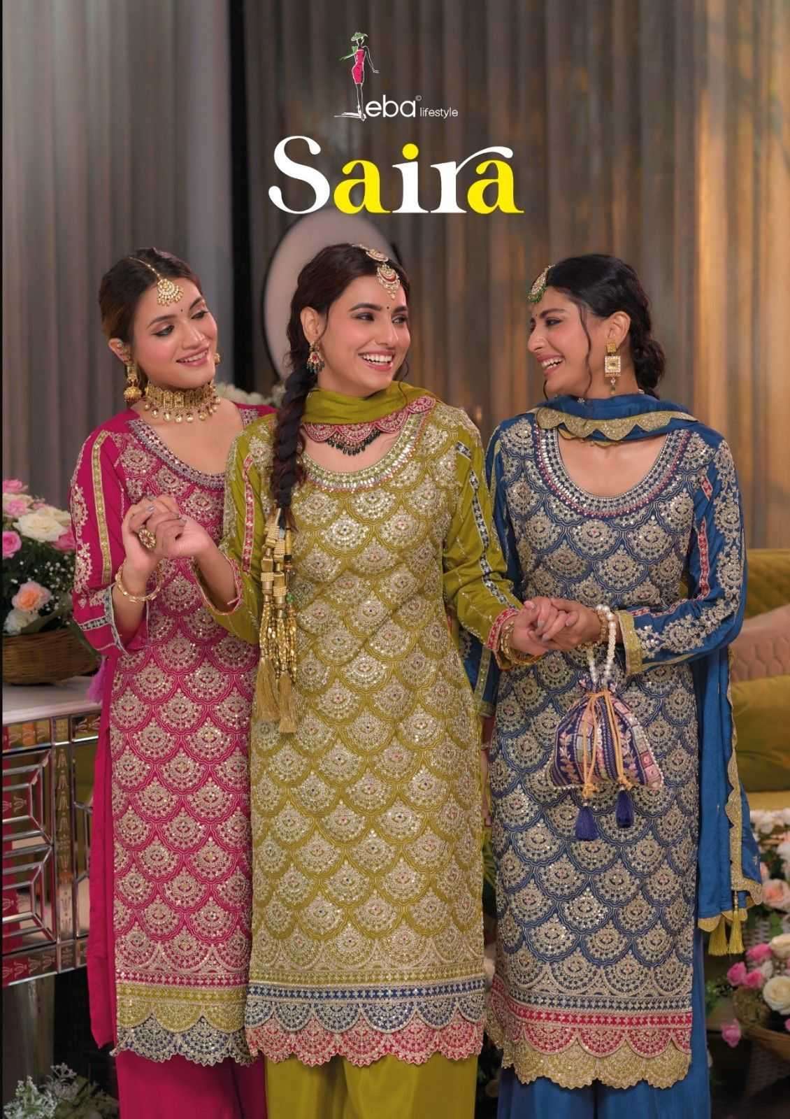 EBA LIFESTYLE PRESENTS SAIRA CHINON EMBROIDERY WORK READYMADE ORIGINAL PAKISTANI DRESS CATALOG WHOLESALER 