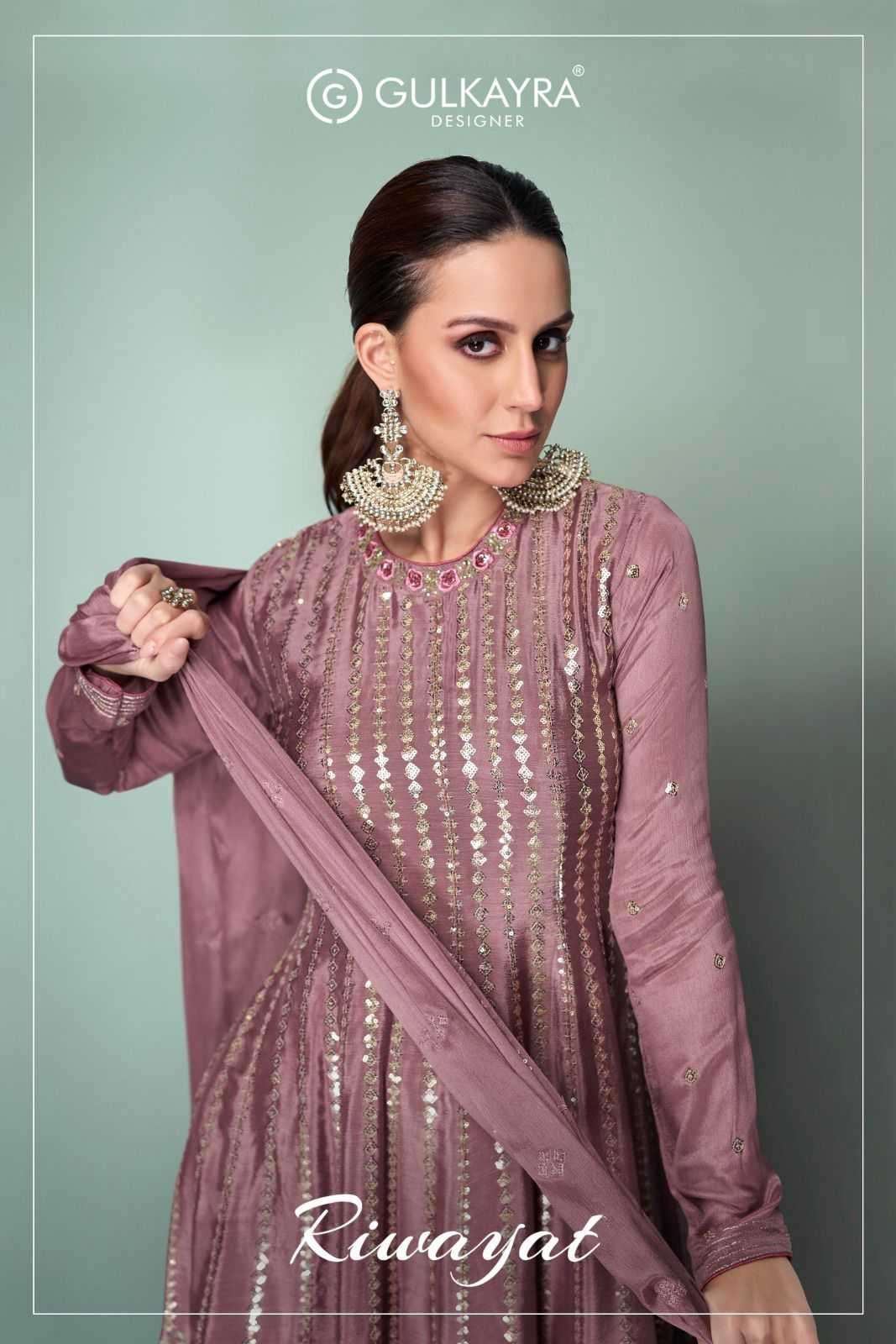 GULKAYRA DESIGNER PRESENTS RIWAYAT CHINON EXCLUSIVE READYMADE 3PCS DRESS CATALOG WHOLESALER 