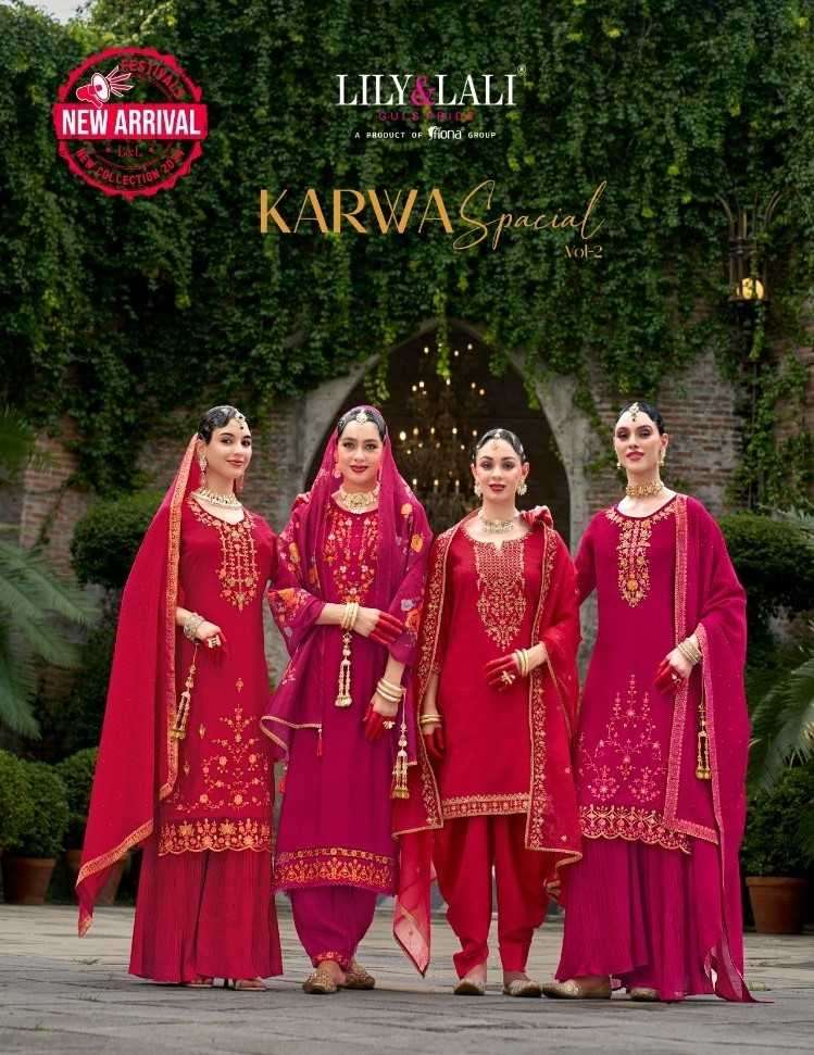 LILY & LALI PRESENTS KARWA SPECIAL VOL-2 VISCOSE SILK FUNCTION WEAR FULL STITCH SUIT CATALOG WHOLESALER AND EXPORTER IN SURAT