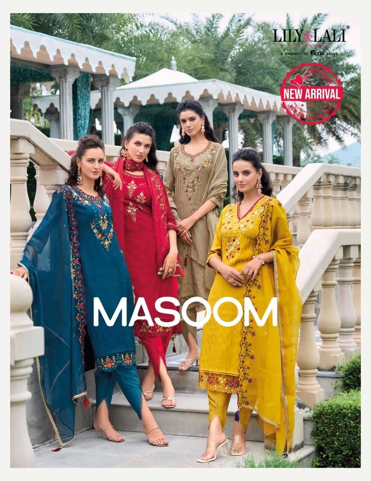 LILY & LALI PRESENTS MASOOM VISCOSE SILK EXCLUSIVE DESIGN FULL STITCH 3PCS DRESS SAREES CATALOG WHOLESALER AND EXPORTER IN SURAT