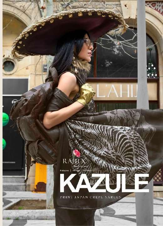 Rajtex Presents kazule satin crepe printed trendy saree Catalog Wholesaler And Exporter In Surat