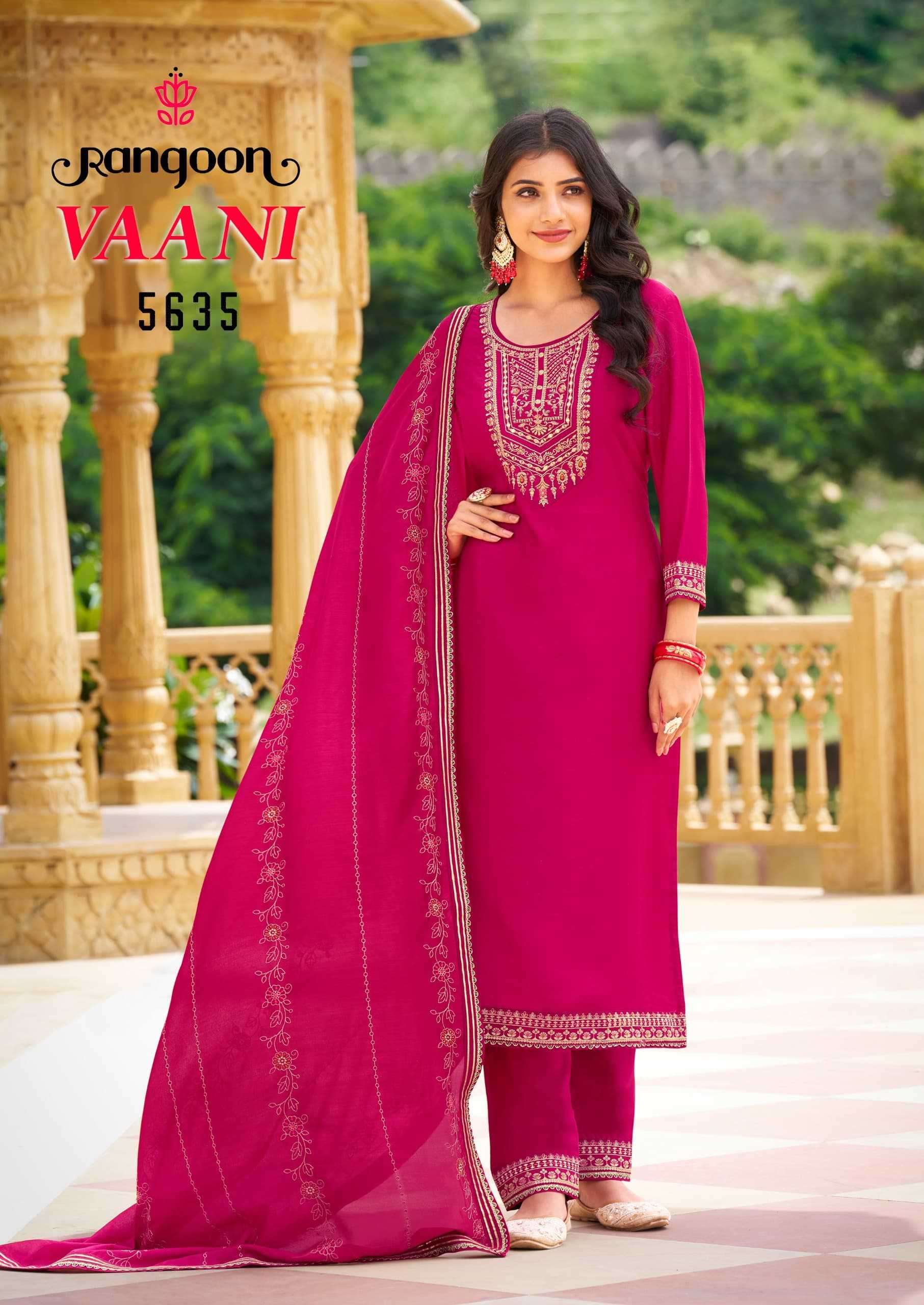 Rangoon presents Vaani Silk designer kurtis with pant and dupatta collection 