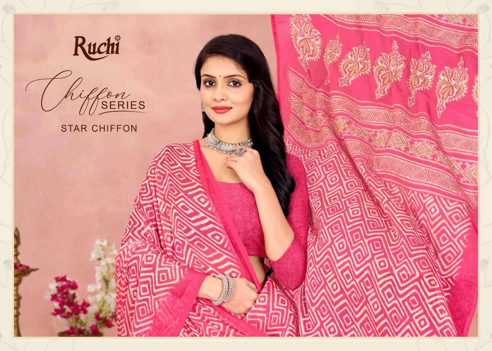 RUCHI PRESENTS STAR CHIFFON VOL-175 DAILY WEAR FANCY SAREE CATALOG WHOLESALER AND EXPORTER IN SURAT