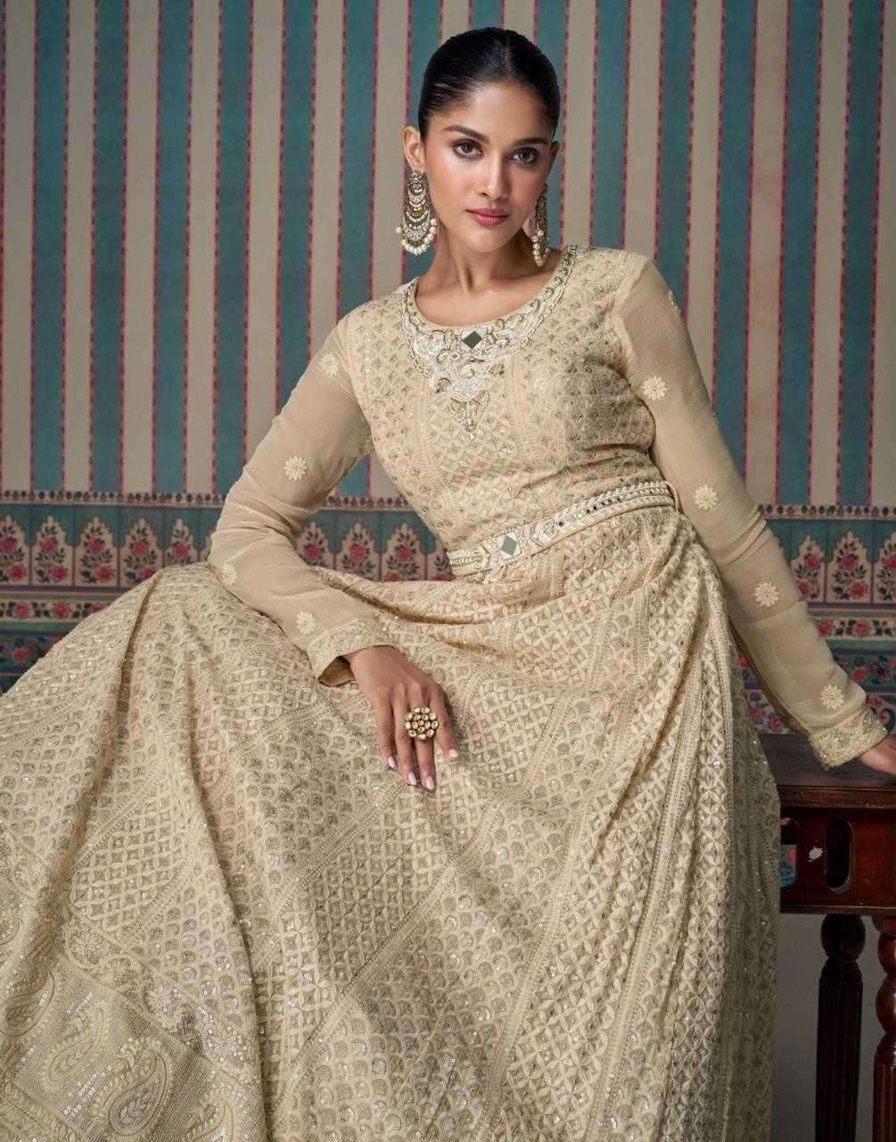 SAYURI DESIGNER PRESENTS ZARINA EXCLUSIVE GEORGETTE FULL STITCH INDO WESTERN GOWN CATALOG WHOLESALER AND EXPORTER 