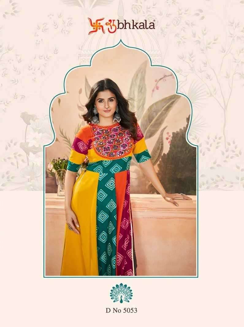  SHUBH KALA PRESENTS FLORY VOL-49 NAVRATRI SPECIAL FULL STITCH EMBROIDERED LONG KURTI CATALOG WHOLESALER AND EXPORTER 