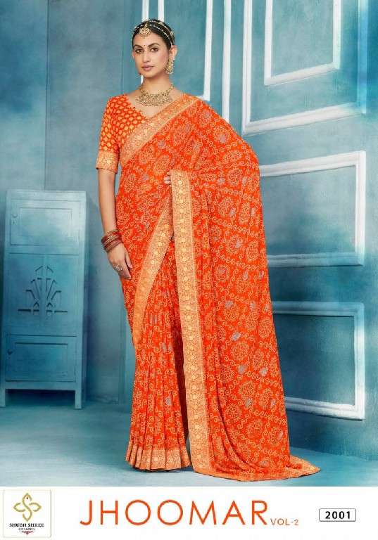 SHUBH SHREE CREATION PRESENTS JHOOMAR VOL-2 WEIGHTLESS PATTERN CLASSIC LOOK SAREES CATALOG WHOLESALER AND EXPORTER 