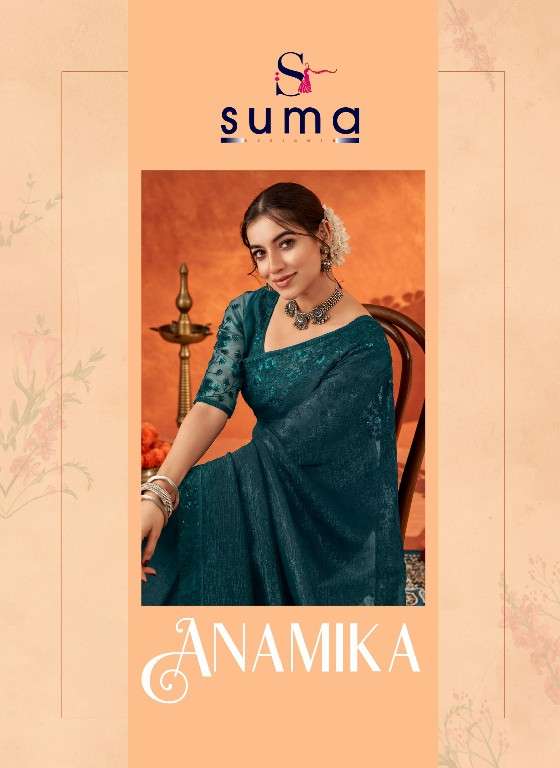 Suma Presents Anamika Wholesale Gold Crunchy Designer Indian Sarees Catalog Wholesaler And Exporter 