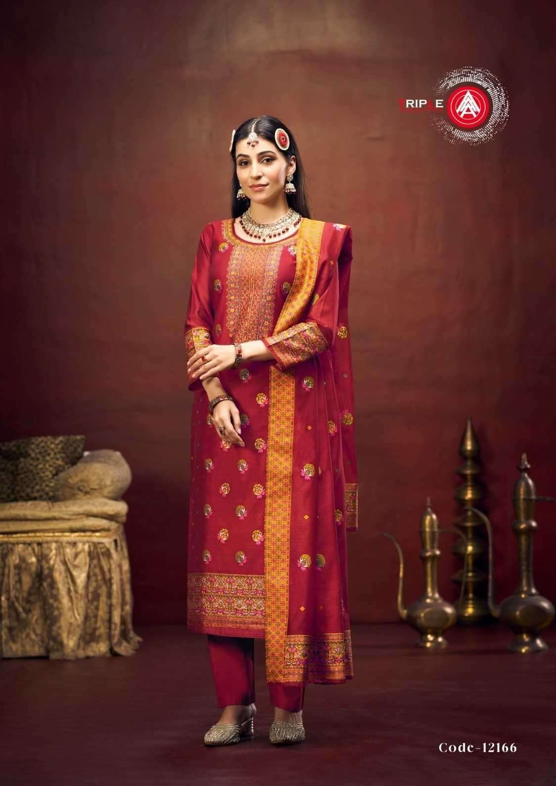 TRIPLE AAA PRESENTS ANJUBA VISCOSE ATTRACTIVE LOOK FANCY UNSTITCH SALWAR SUIT CATALOG WHOLESALER AND EXPORTER IN SURAT