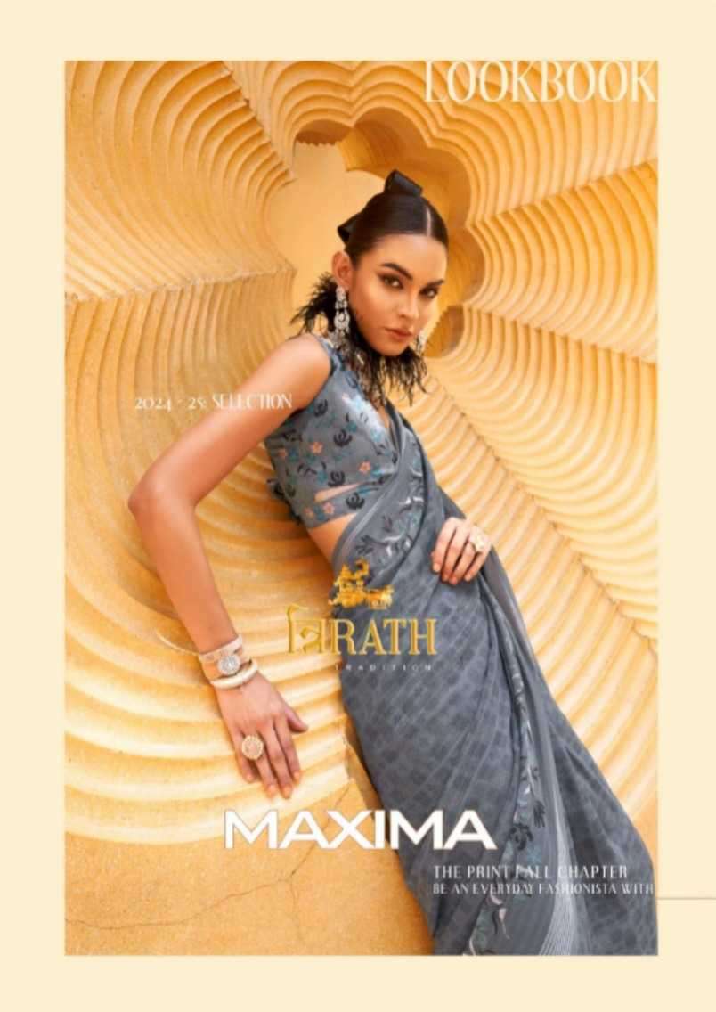 TRIRATH PRESENTS MAXIMA 10374-10381 SERIES GEORGETTE CASUAL WEAR SAREE WHOLESALER AND EXPORTER IN SURAT